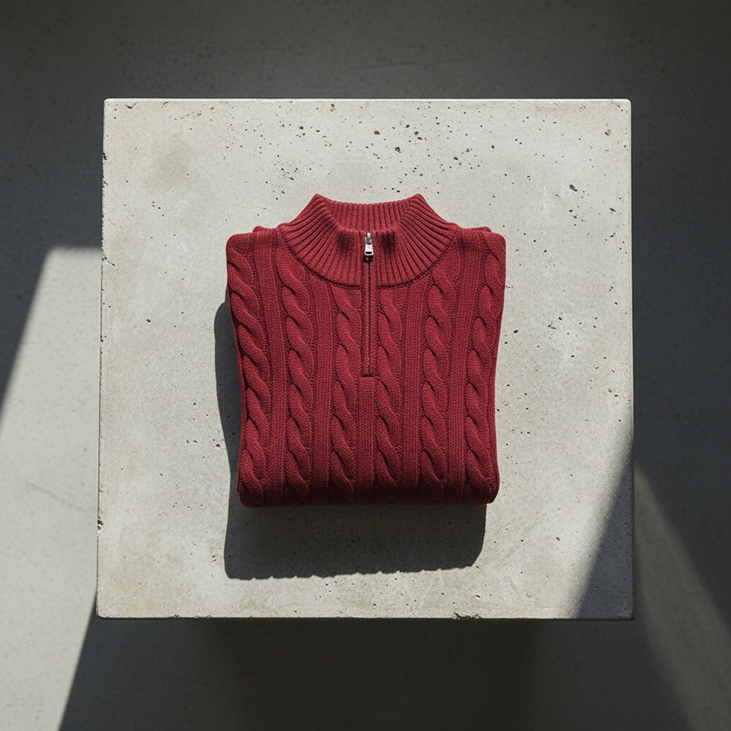 Red Quarter Zip Sweater - Red - Lifestyle Inspiration