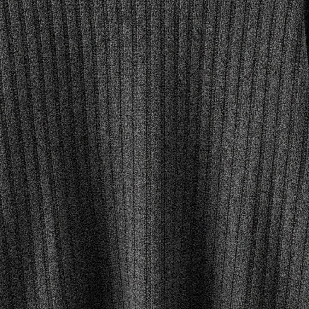 Ribbed Long Sleeve T Shirt - Charcoal Heather - Texture Close Up