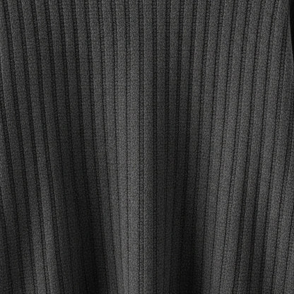 Ribbed Long Sleeve T Shirt - Charcoal Heather - Texture Close Up