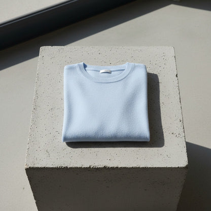 Short Sleeve Cashmere T Shirt - Sky Blue - Lifestyle Inspiration