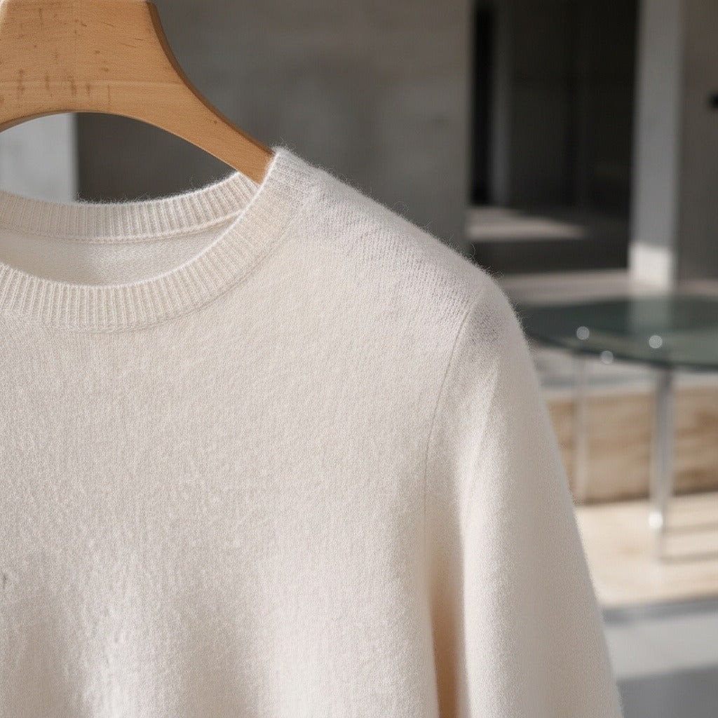 Short Sleeve Cashmere T Shirt - Off-White - Back View