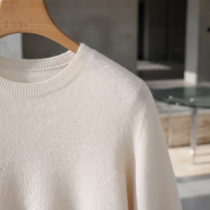 Short Sleeve Cashmere T Shirt - Off-White - Back View