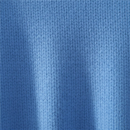 Short Sleeve Cashmere T Shirt - French Blue - Texture Close Up