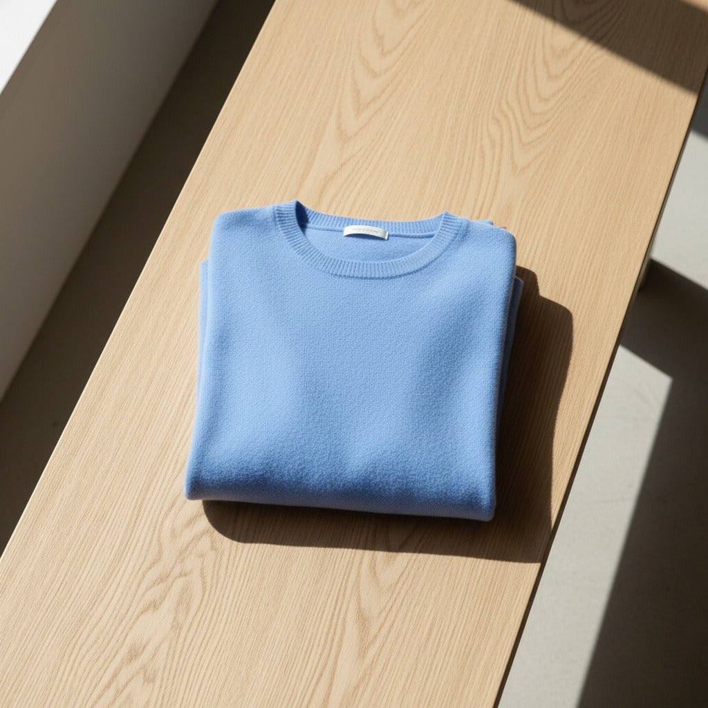 Short Sleeve Cashmere T Shirt - French Blue - Lifestyle Inspiration