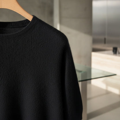 Short Sleeve Cashmere T Shirt - Onyx Black - Back View