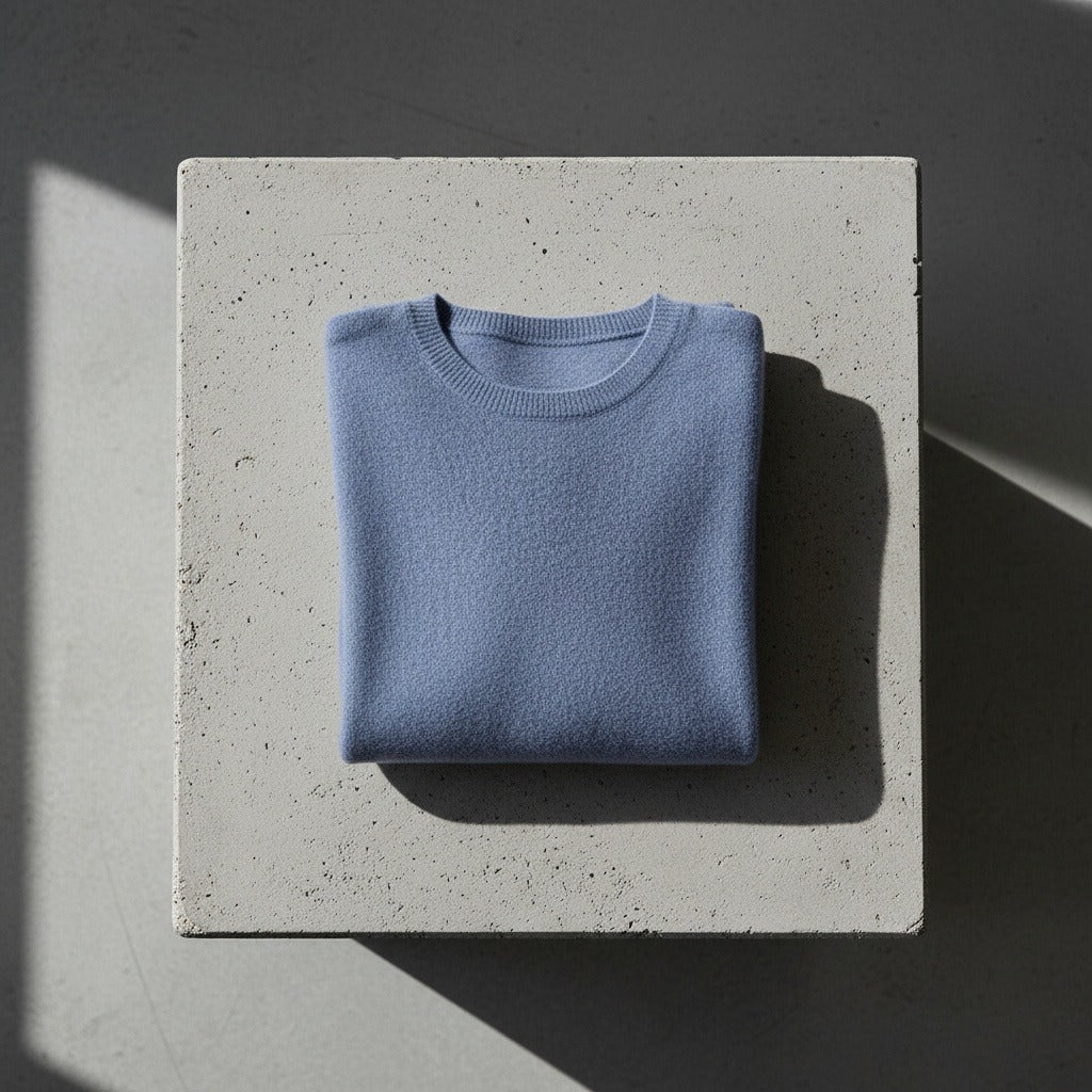 Short Sleeve Cashmere T Shirt - Slate Blue - Lifestyle Inspiration
