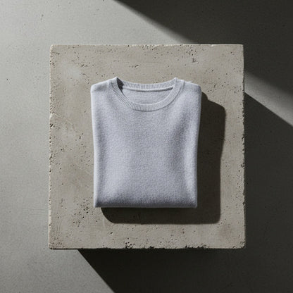 Short Sleeve Cashmere T Shirt - Light Gray - Lifestyle Inspiration