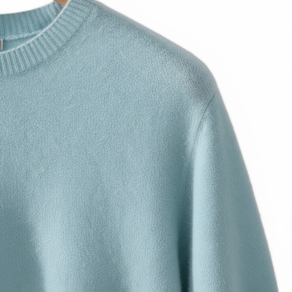 Short Sleeve Cashmere T Shirt - Aqua Mist - Texture Close Up