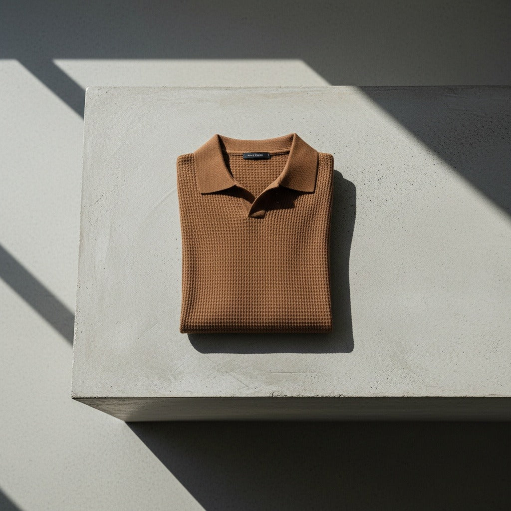 Short Sleeve Cotton Polo Shirt - Brown - Lifestyle Inspiration