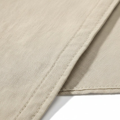 Short Sleeve Cotton Shirt - Sand Beige - Texture Close Up