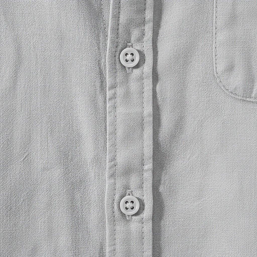 Short Sleeve Cotton Shirt - Cool Gray - Texture Close Up