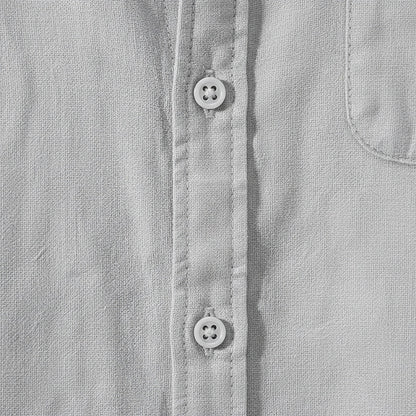 Short Sleeve Cotton Shirt - Cool Gray - Texture Close Up