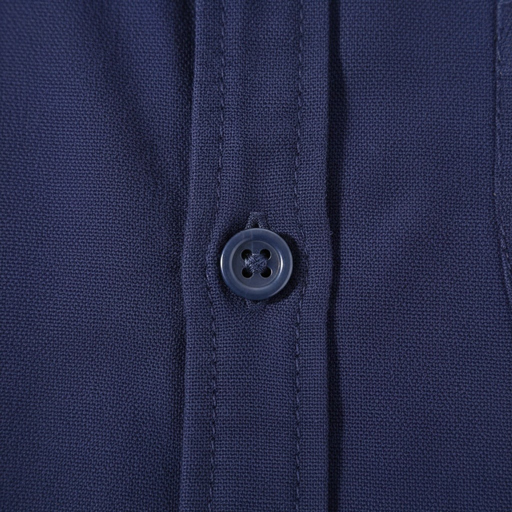 Short Sleeve Cotton Shirt - Ocean Blue - Texture Close Up
