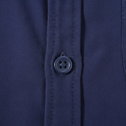 Short Sleeve Cotton Shirt - Ocean Blue - Texture Close Up