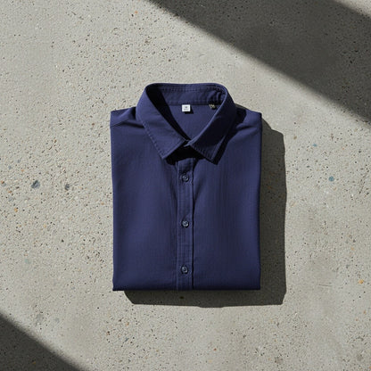 Short Sleeve Cotton Shirt - Ocean Blue - Lifestyle Inspiration