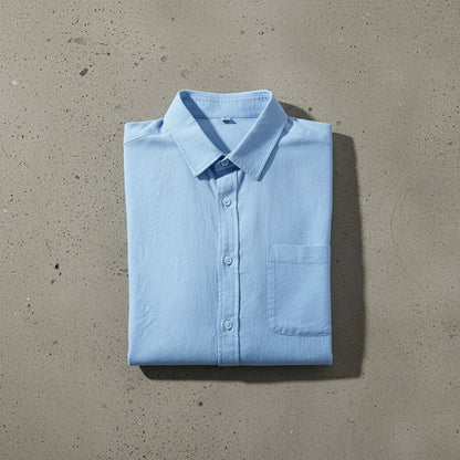 Short Sleeve Cotton Shirt - Light Blue - Lifestyle Inspiration