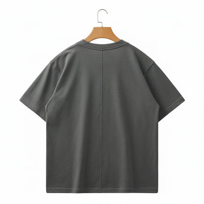 Short Sleeve Henley T Shirt - Charcoal - Fabric Detail