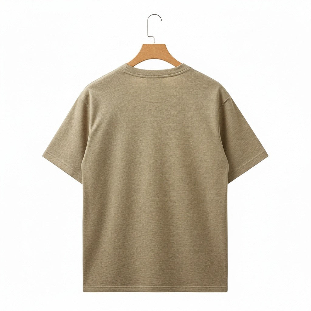 Short Sleeve Henley T Shirt - Sandstone - Fabric Detail