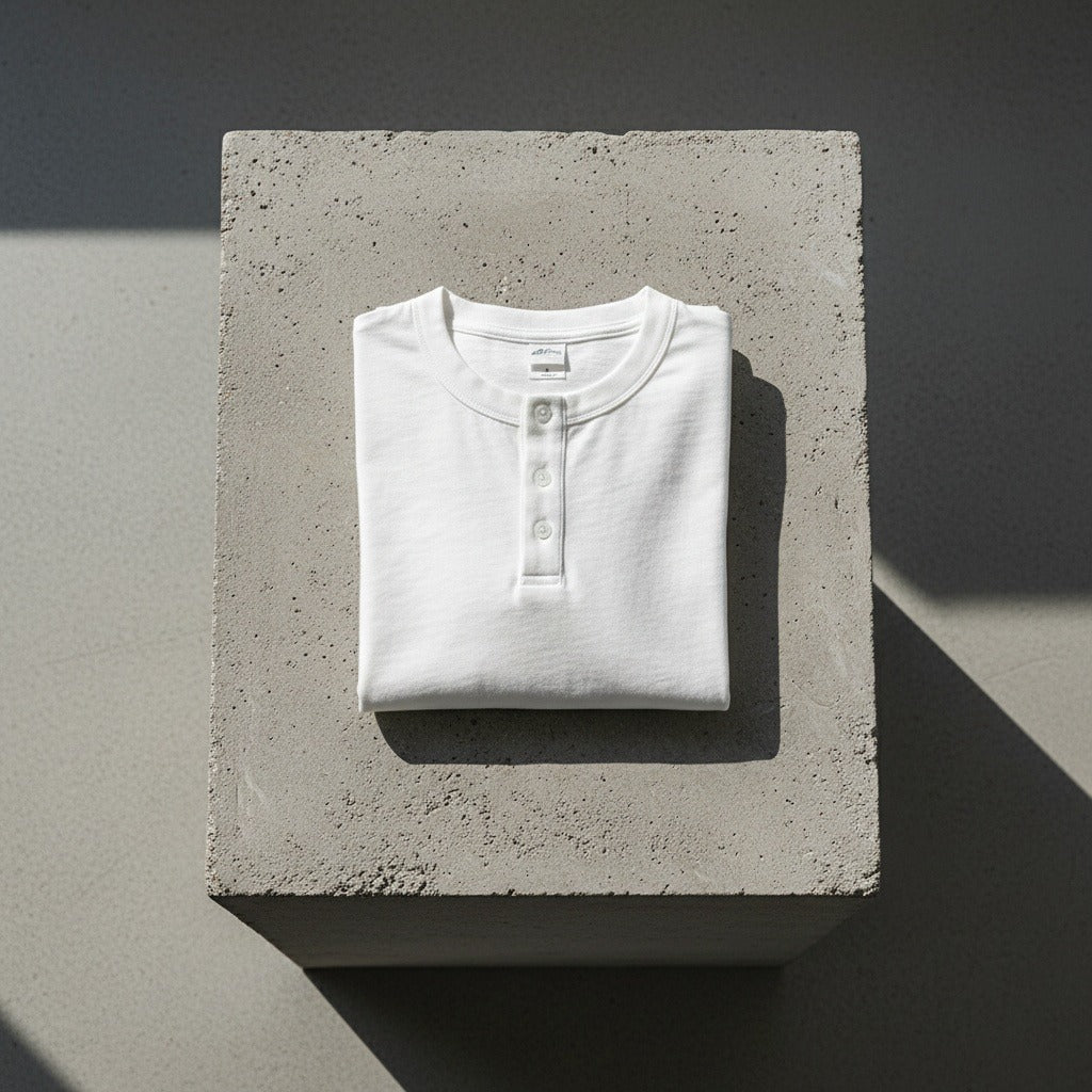 Short Sleeve Henley T Shirt - Ecru - Lifestyle Inspiration