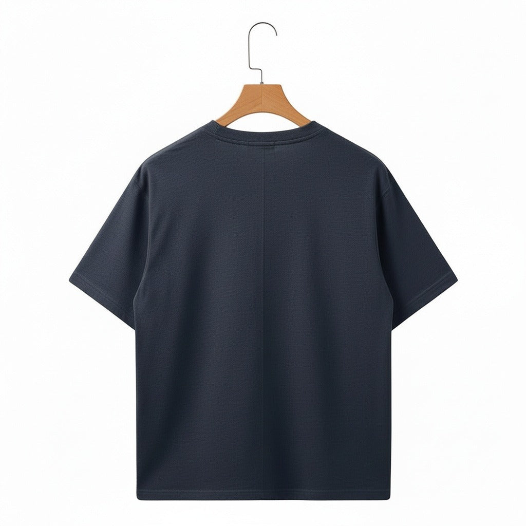 Short Sleeve Henley T Shirt - Deep Sea Blue - Fabric Detail