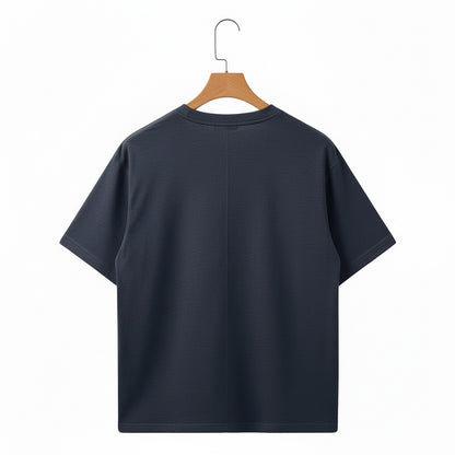 Short Sleeve Henley T Shirt - Deep Sea Blue - Fabric Detail