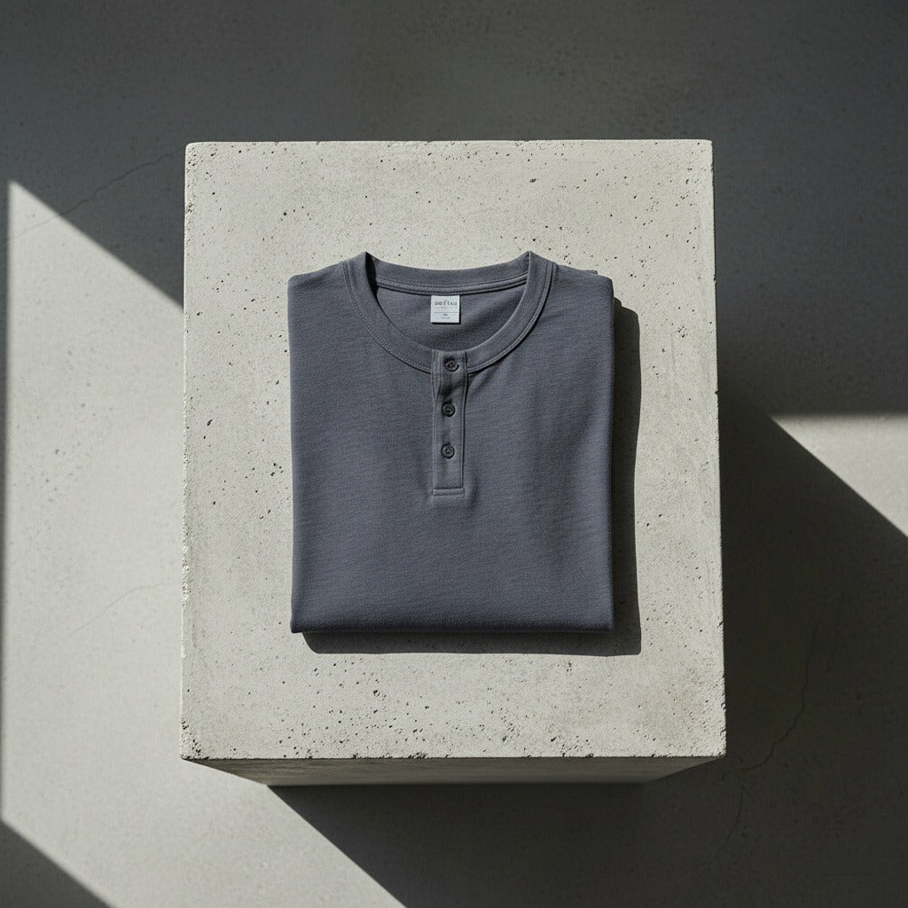 Short Sleeve Henley T Shirt - Deep Sea Blue - Lifestyle Inspiration