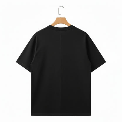 Short Sleeve Henley T Shirt - Black - Fabric Detail