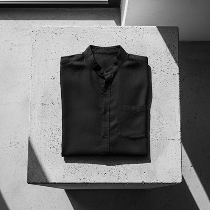Short Sleeve Linen Shirt - Pitch Black - Lifestyle Inspiration