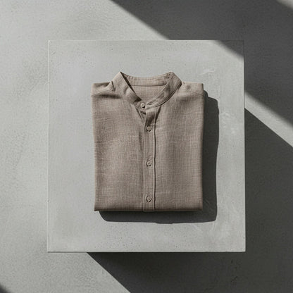 Short Sleeve Linen Shirt - Greige Heather - Lifestyle Inspiration