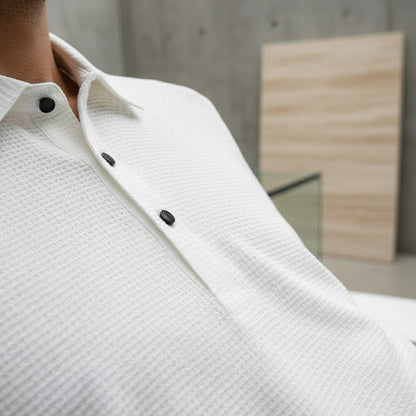 Short Sleeve Polo Shirt White - White - Back View