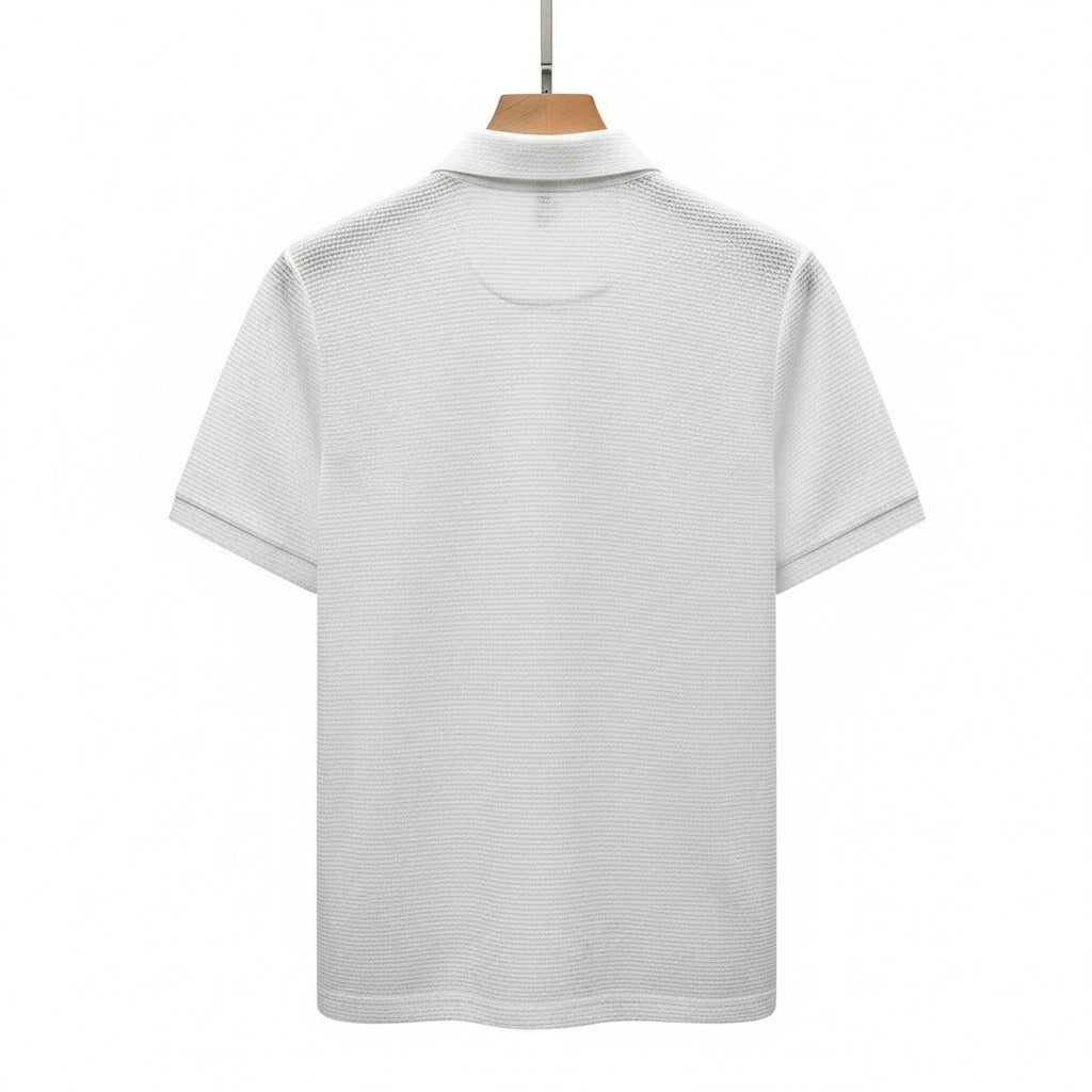 Short Sleeve Polo Shirt White - White - Fabric Detail