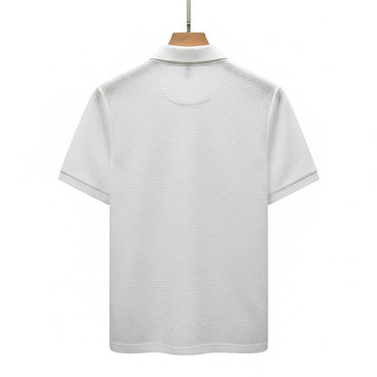 Short Sleeve Polo Shirt White - White - Fabric Detail