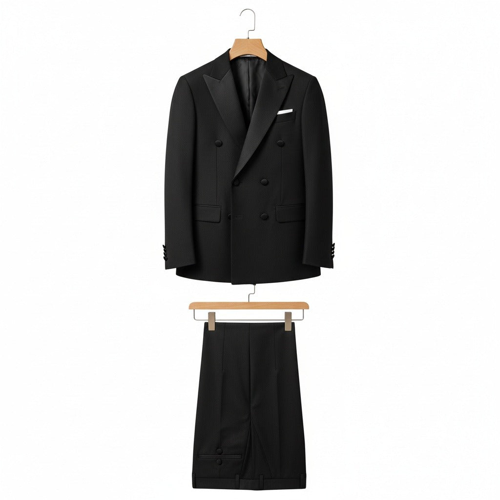 Smoking Suit for Men - Black - Front View