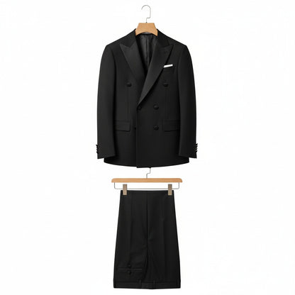Smoking Suit for Men - Black - Front View