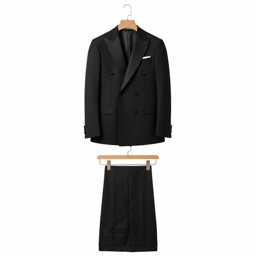 Smoking Suit for Men - Black - Front View