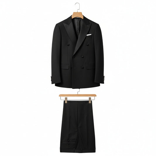 Smoking Suit for Men - Black - Front View