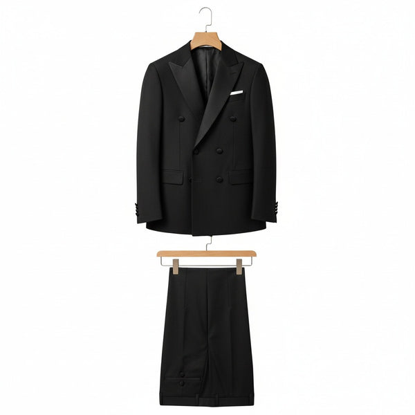 Smoking Suit for Men - Black - Front View