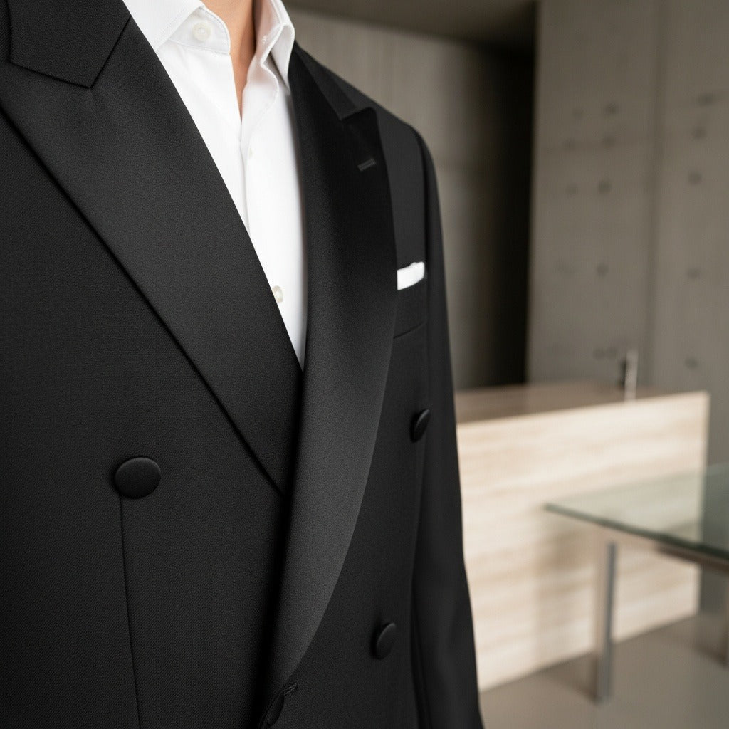 Smoking Suit for Men - Black - Back View