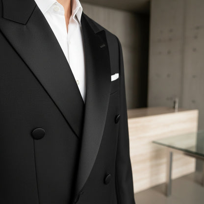 Smoking Suit for Men - Black - Back View