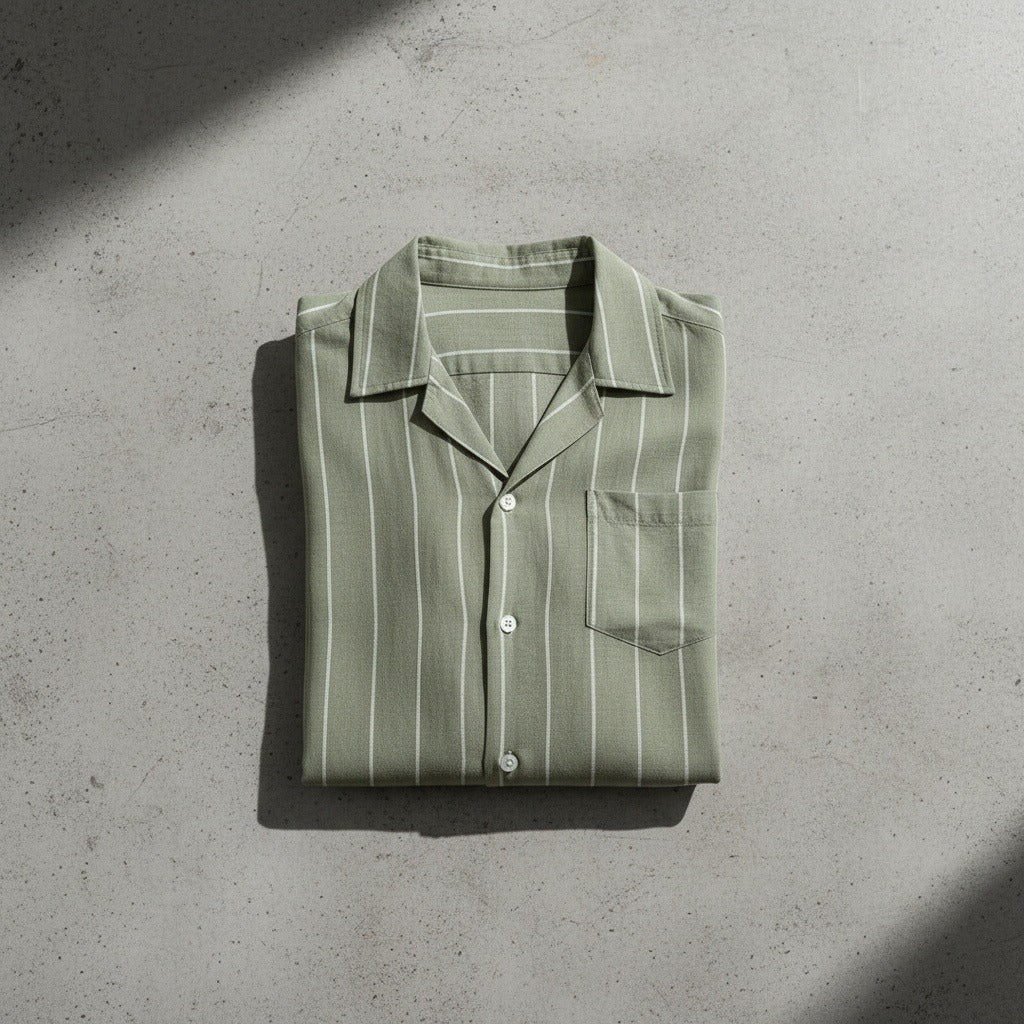 Striped Linen Shirt - Sage Green - Lifestyle Inspiration
