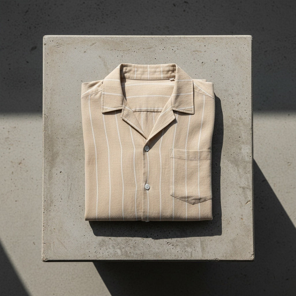 Striped Linen Shirt - Warm Tan - Lifestyle Inspiration