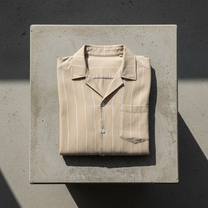 Striped Linen Shirt - Warm Tan - Lifestyle Inspiration