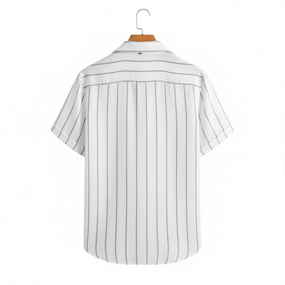 Striped Linen Shirt - Salt And Pepper - Fabric Detail
