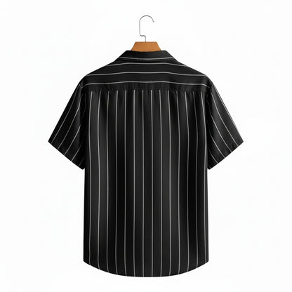 Striped Linen Shirt - Midnight Stripe - Fabric Detail