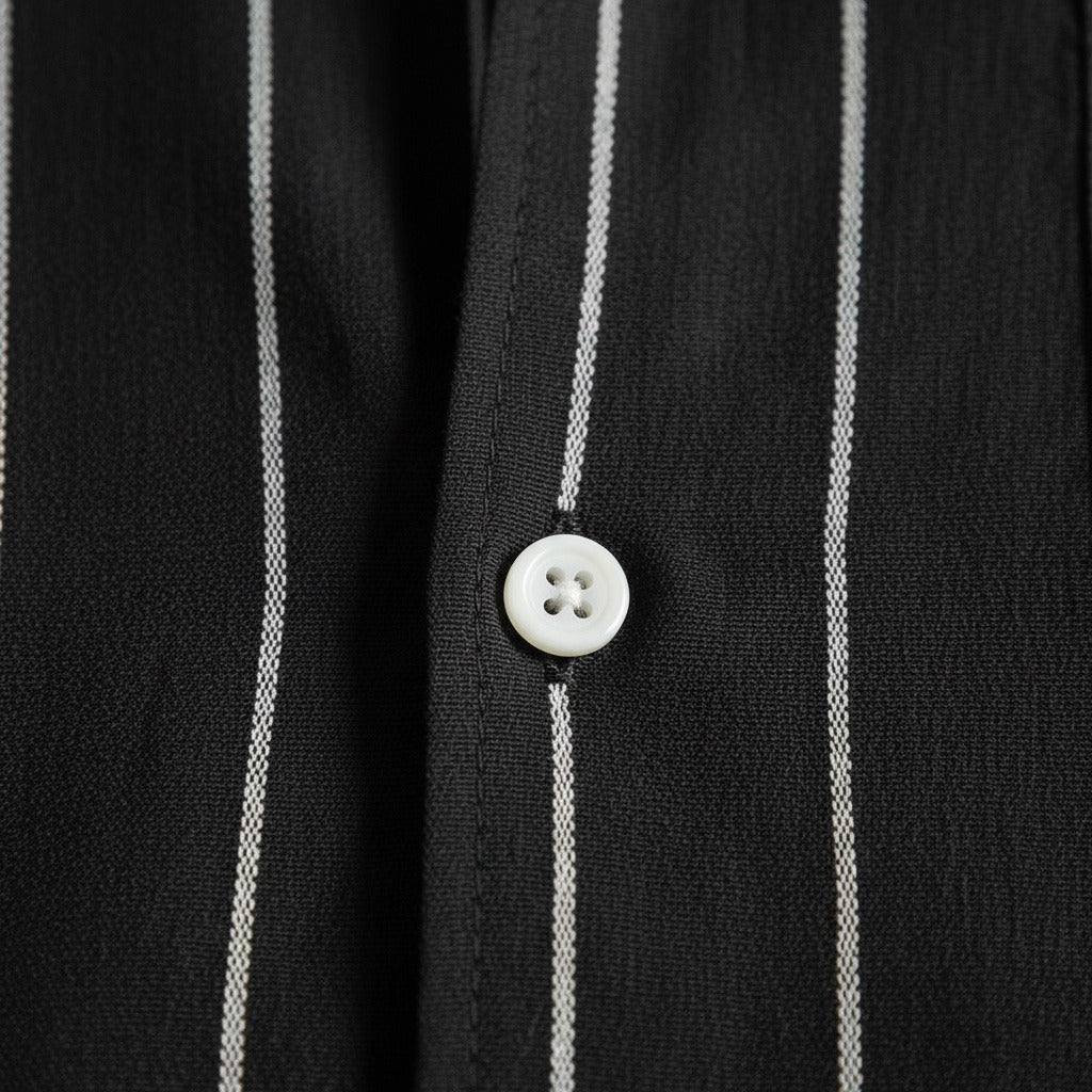 Striped Linen Shirt - Midnight Stripe - Texture Close Up
