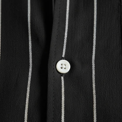 Striped Linen Shirt - Midnight Stripe - Texture Close Up