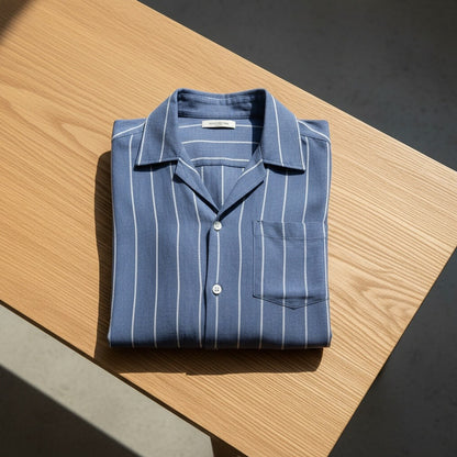 Striped Linen Shirt - Indigo Blue - Lifestyle Inspiration