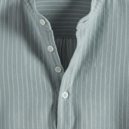 Striped Linen T Shirt - Seafoam Green - Texture Close Up