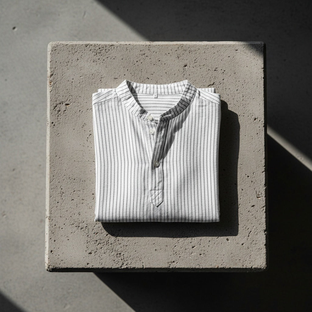 Striped Linen T Shirt - Pinstripe White - Lifestyle Inspiration
