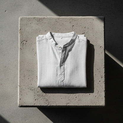 Striped Linen T Shirt - Pinstripe White - Lifestyle Inspiration